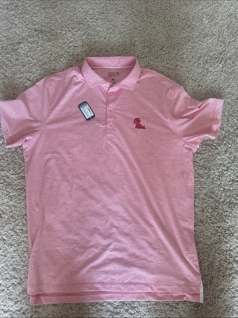 Johnnie-o Ole Miss Striped Performance Polo Shirt Sz L NWT